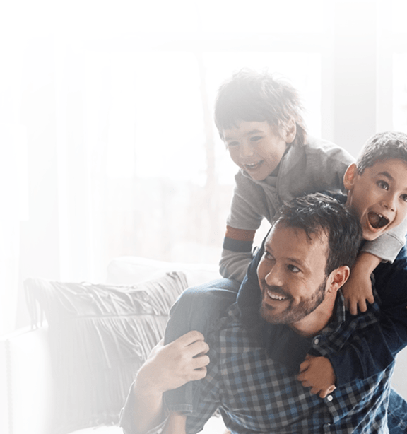 Father and kids enjoying indoor air quality
